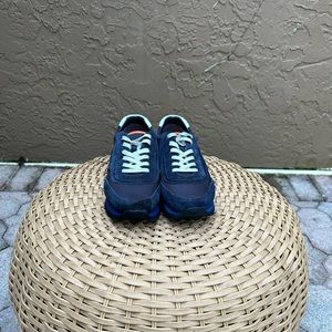 Tory bruch navy, baby blue and white platform sneakers. Size 71/2.